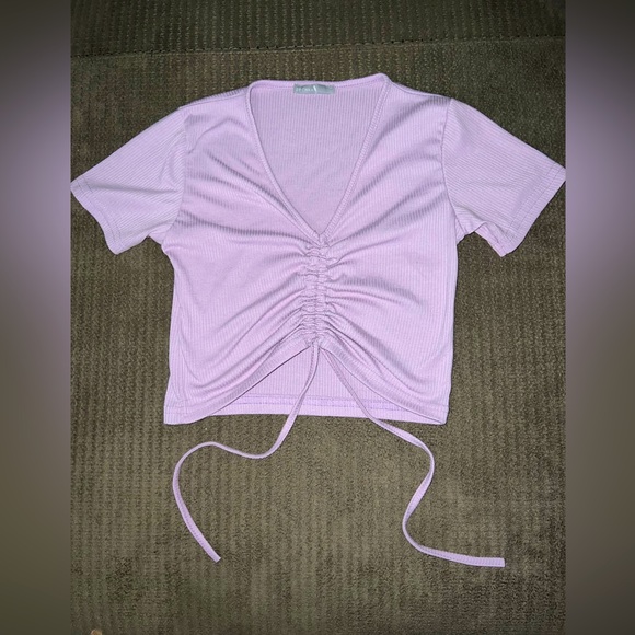 Zechka lavender ruched drawstring crop top - Picture 2 of 3